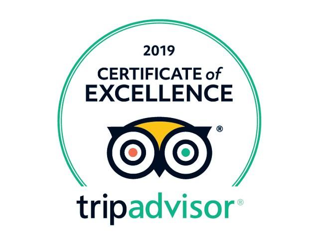 Certificado de excelencia por TripAdvisor 2019